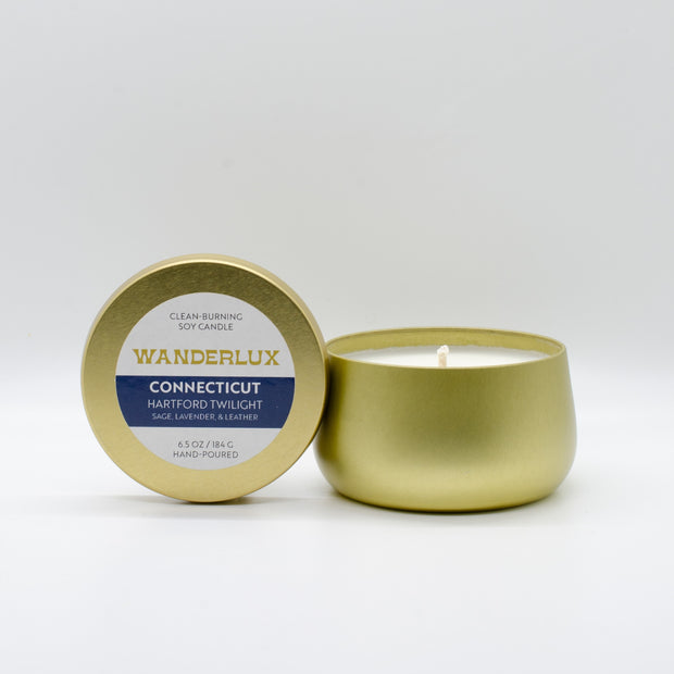 Wanderlux Connecticut Hartford Twilight 6.5 Ounce Soy Candle