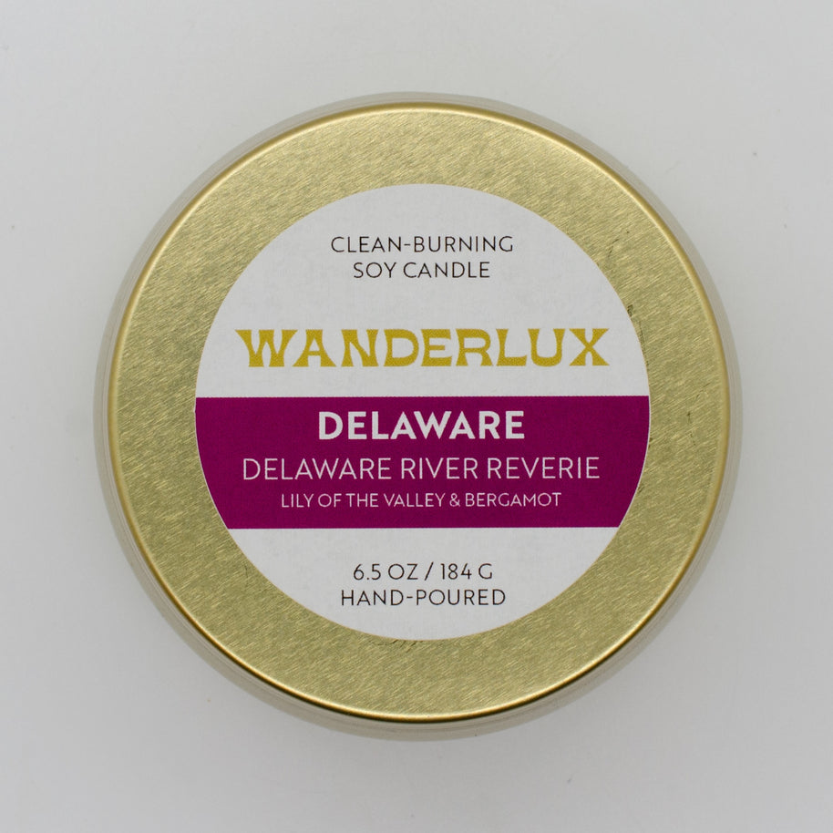 Wanderlux Delaware Delaware River Reverie 6.5 Ounce Soy Candle