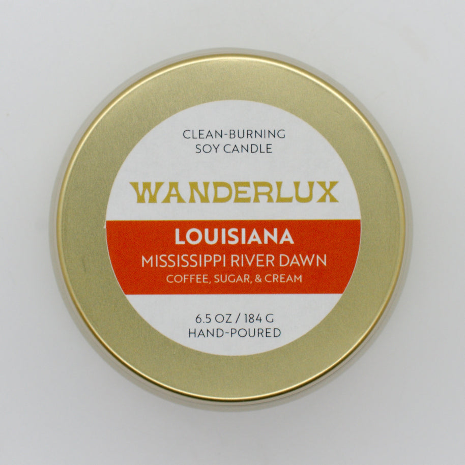 Wanderlux Louisiana Mississippi River Dawn 6.5 Ounce Soy Candle