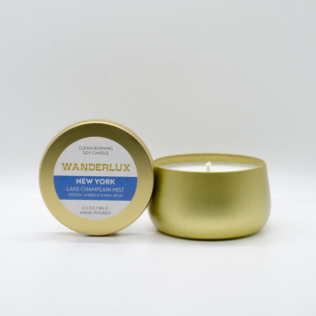 Wanderlux New York Lake Champlain Mist 6.5 Ounce Soy Candle
