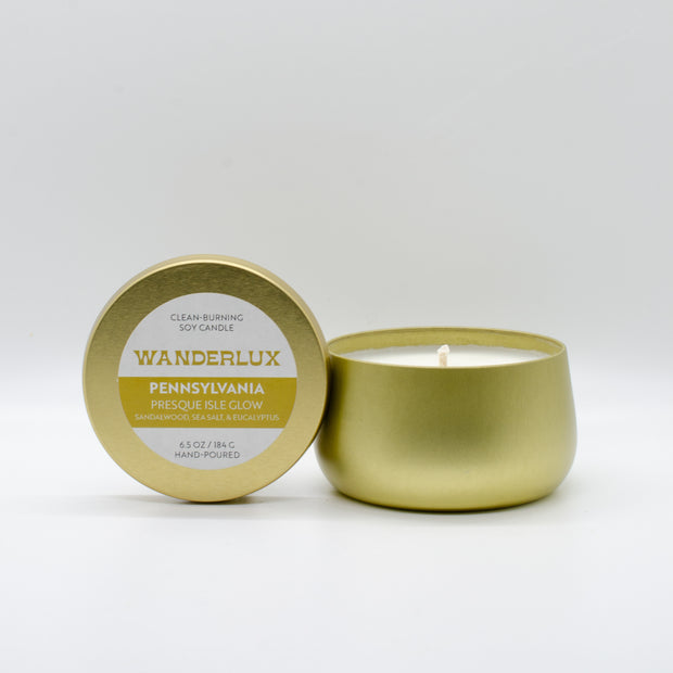 Wanderlux Pennsylvania Presque Isle Glow 6.5 Ounce Soy Candle