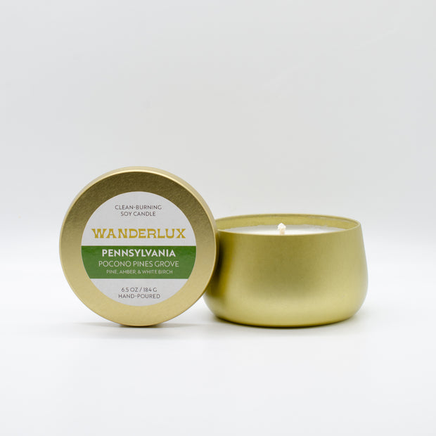 Wanderlux Pennsylvania Pocono Pines Grove 6.5 Ounce Soy Candle