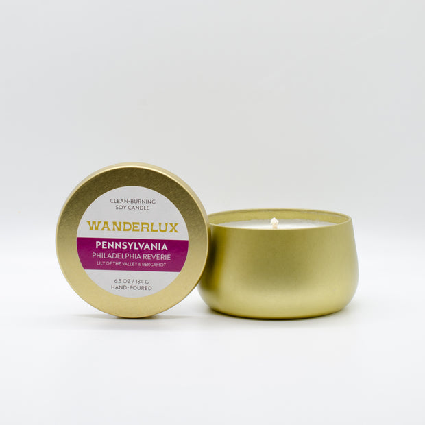 Wanderlux Pennsylvania Philadelphia Reverie 6.5 Ounce Soy Candle