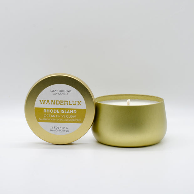 Wanderlux Rhode Island Ocean Drive Glow 6.5 Ounce Soy Candle